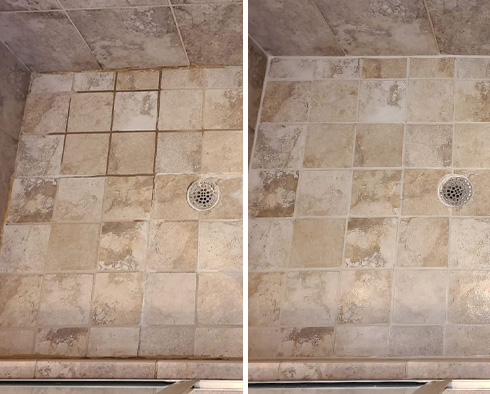 Shower Before and After Our Caulking Services in Prospect Heights, NY