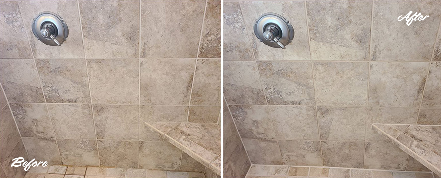 Shower Before and After Our Remarkable Caulking Services in Prospect Heights, NY