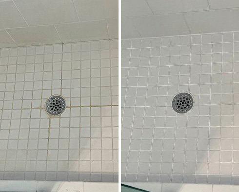 Shower Before and After a Grout Sealing in Williamsburg, NY