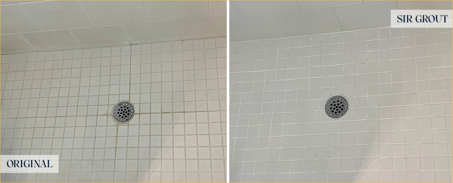 Shower Before and After a Superb Grout Sealing in Williamsburg, NY