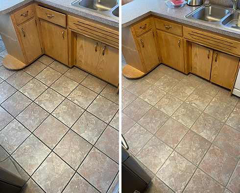 Floor Before and After a Grout Cleaning in Carroll Gardens, NY