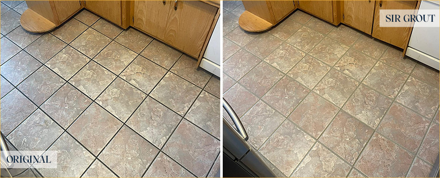 Floor Before and After a Perfect Grout Cleaning in Carroll Gardens, NY