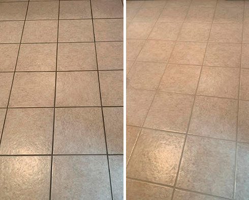 Floor Before and After a Grout Cleaning in Carroll Gardens, NY