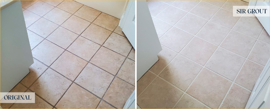 Floor Before and After a Flawless Grout Cleaning in Bay Ridge, NY