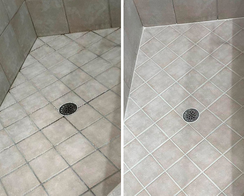 Shower Before and After a Tile Sealing in Park Slope, NY