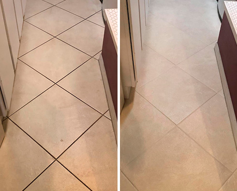 Floor Before and After a Tile Cleaning in Bay Ridge, NY