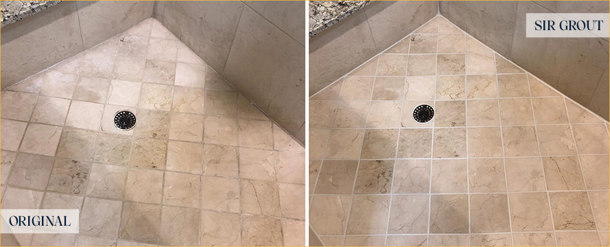 Shower Before and After a Superb Grout Cleaning in Brooklyn, NY