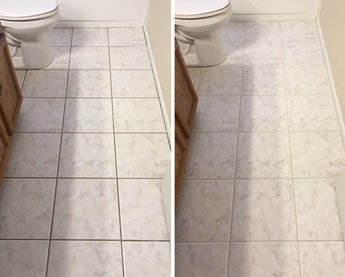 Tile Floor Before and After a Grout Sealing in Williamsburg