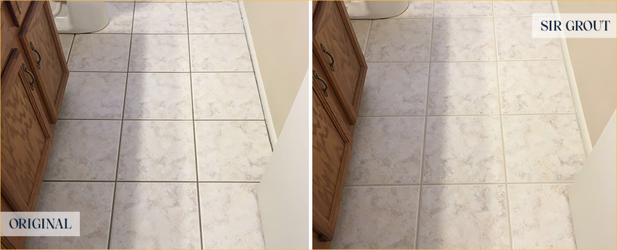 Tile Floor Before and After a Grout Sealing in Williamsburg